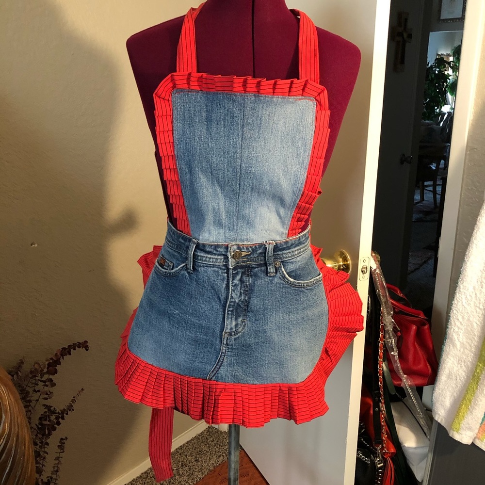 Denim apron homemade very nice.
